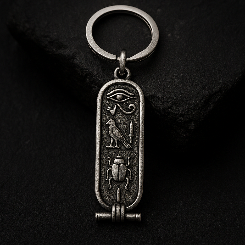 Custom Silver Cartouche  keychain– Hieroglyphics & Any Language