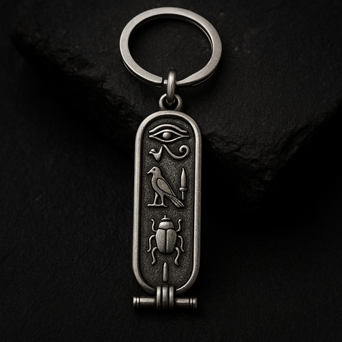 Custom Silver Cartouche  keychain– Hieroglyphics & Any Language